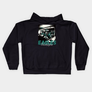 Philadelphia eagles football player graphic design cartoon style beautiful artwork Kids Hoodie